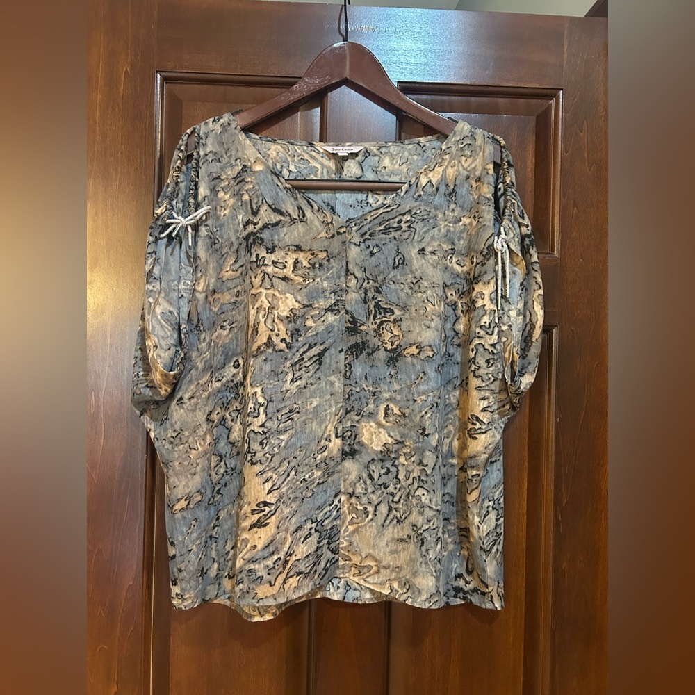 Juicy Couture Sheer Abstract Blouse size M